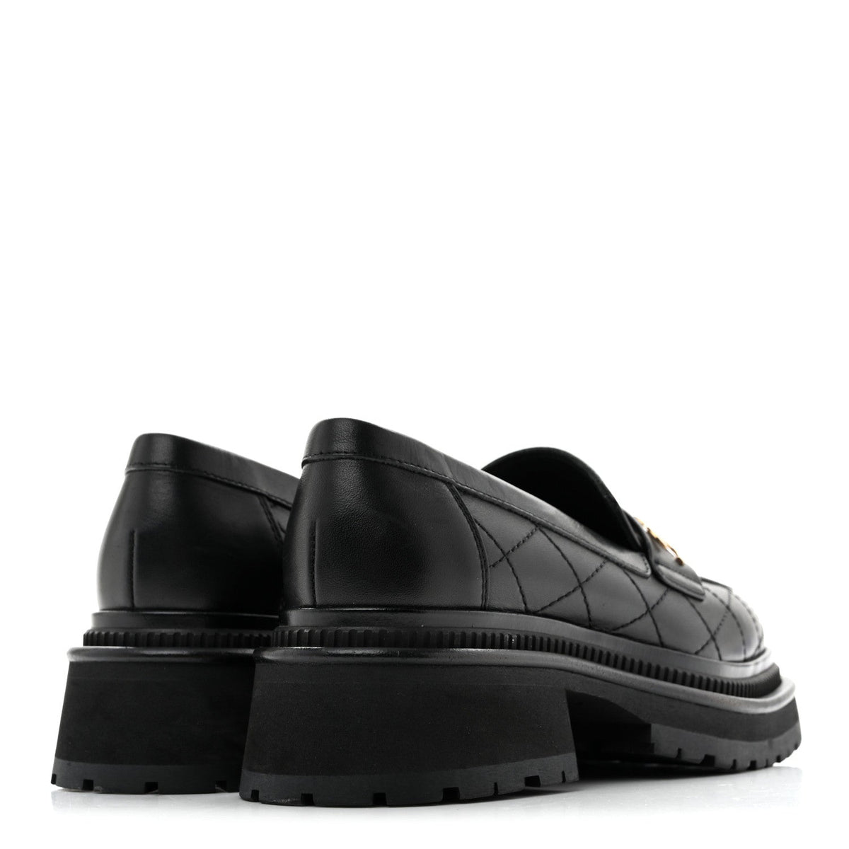 Calfskin Quilted CC Mocassin Loafers 35 Black