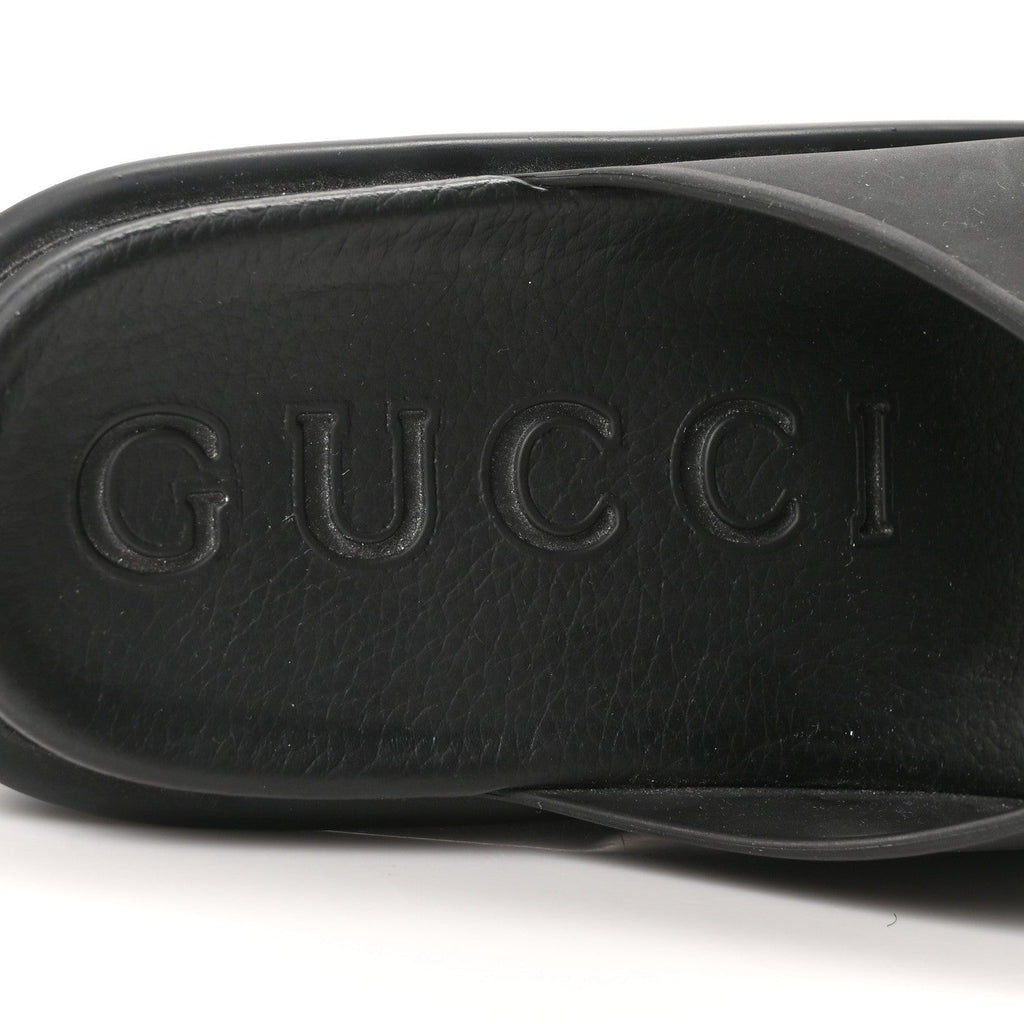 Soft Rubber Womens Interlocking G Platform 42mm Slide Sandals 38 Black