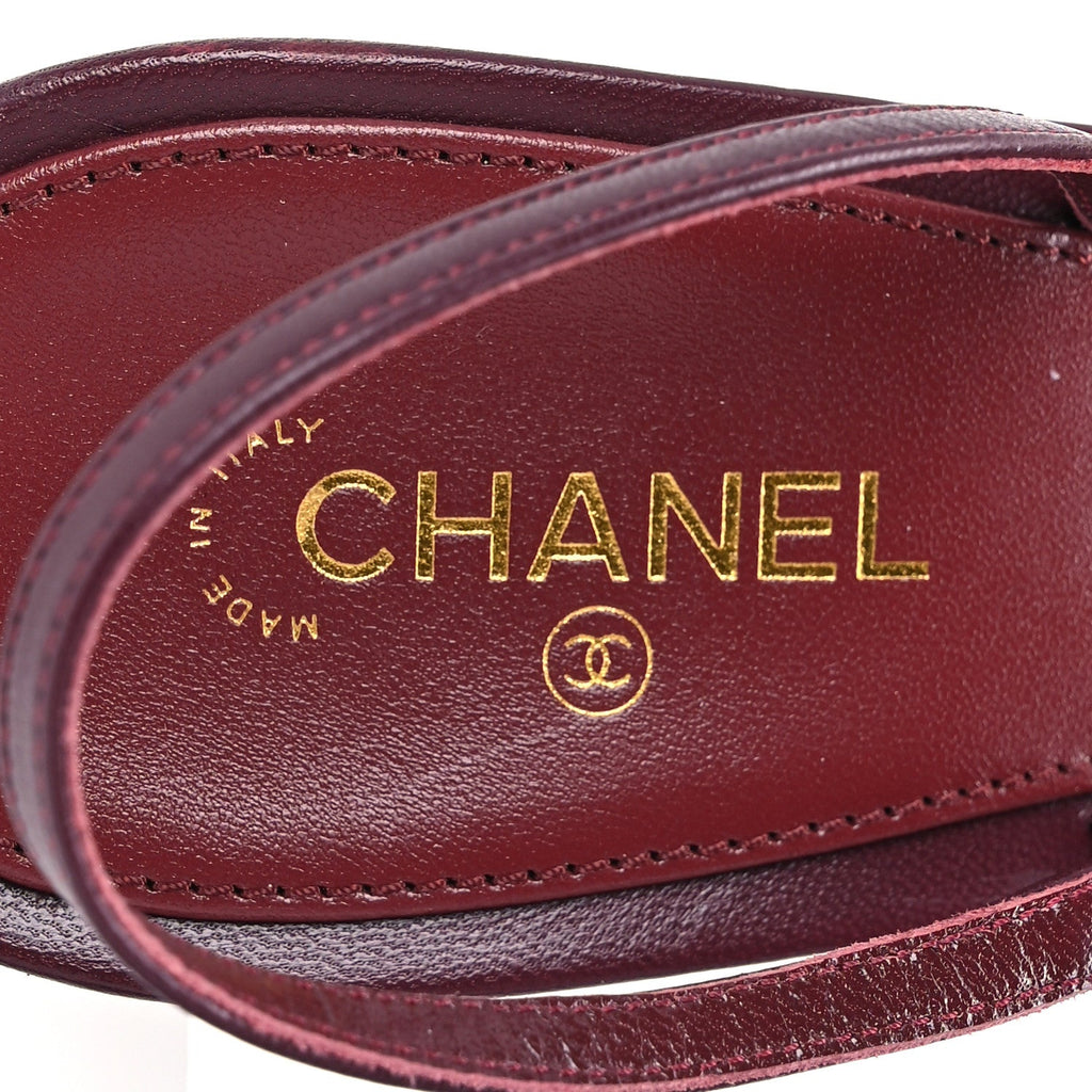 Goatskin CC Caged Sandals 39 Burgundy