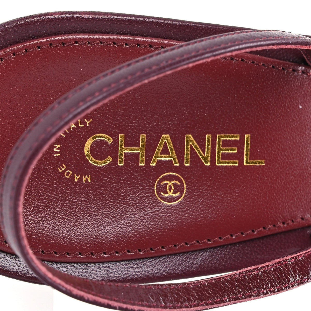 Goatskin CC Caged Sandals 39 Burgundy