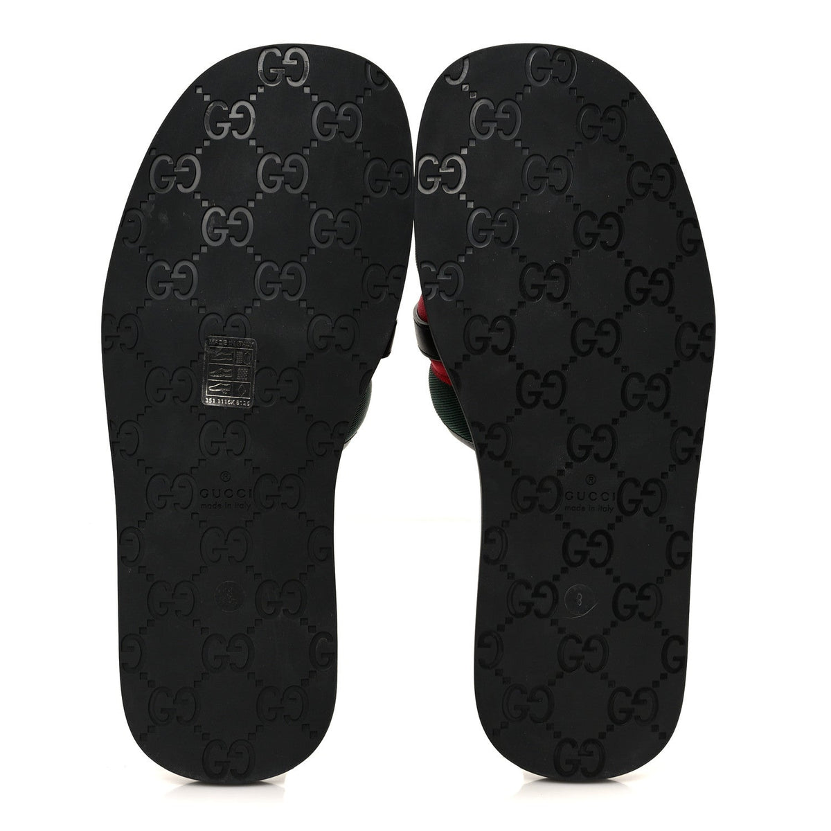 Nylon Calfskin Web Interlocking G Mens Maverik Slide Sandals 41 Black Green Red
