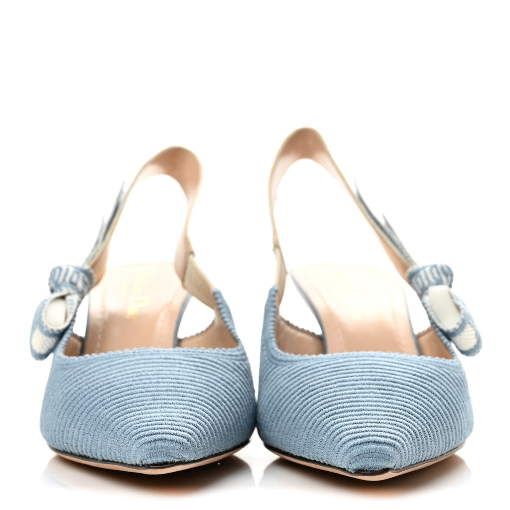 Cotton Ribbon Embroidered J'Adior Slingback 65mm Pumps 36.5 Denim Blue