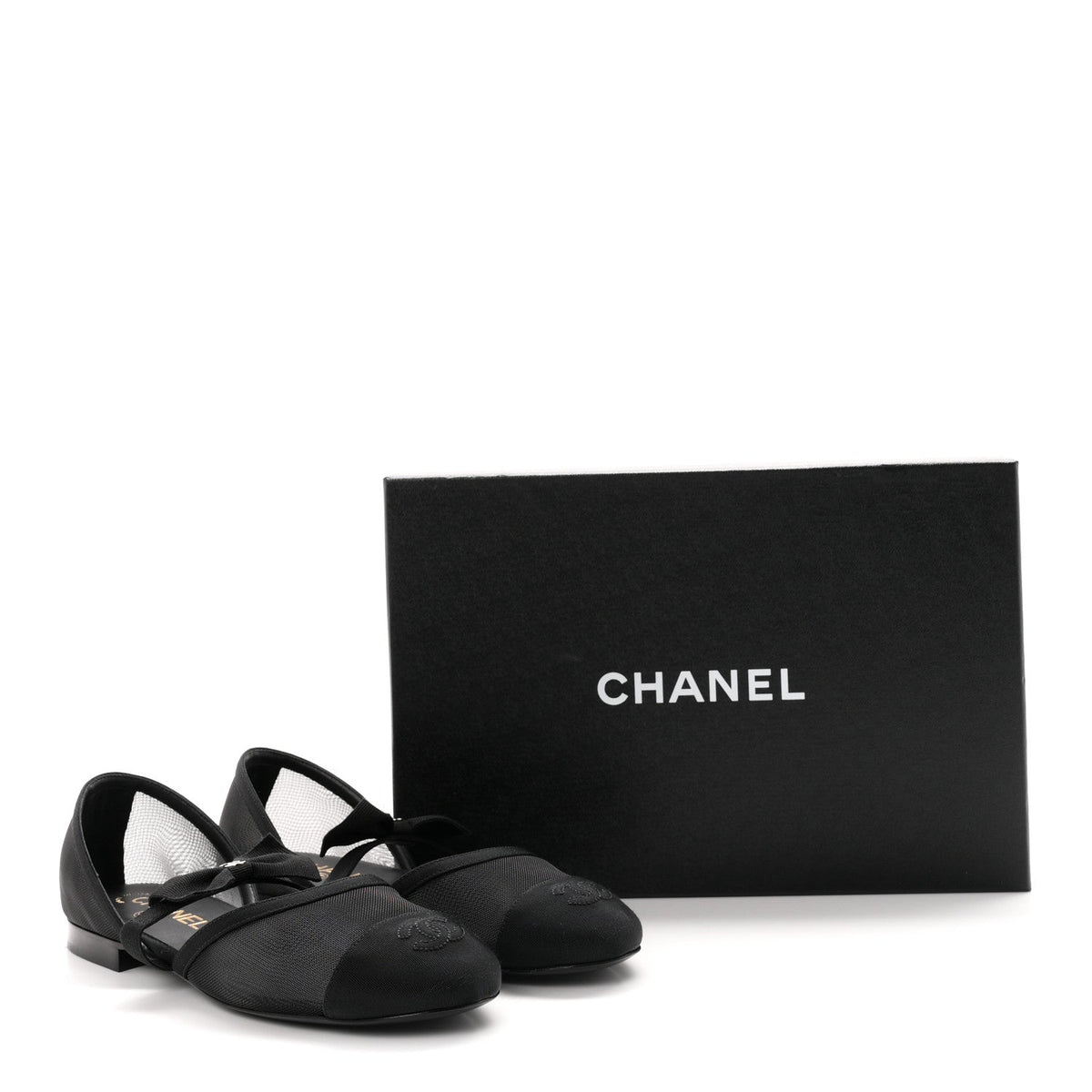 Mesh Grosgrain Mary Janes Flats 37 Black