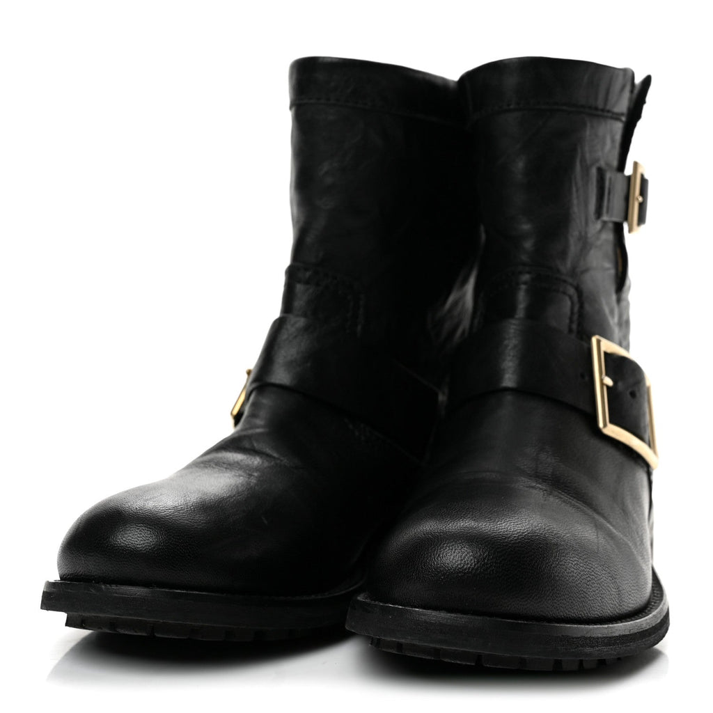 Biker Lambskin Youth Biker Boots 35 Black