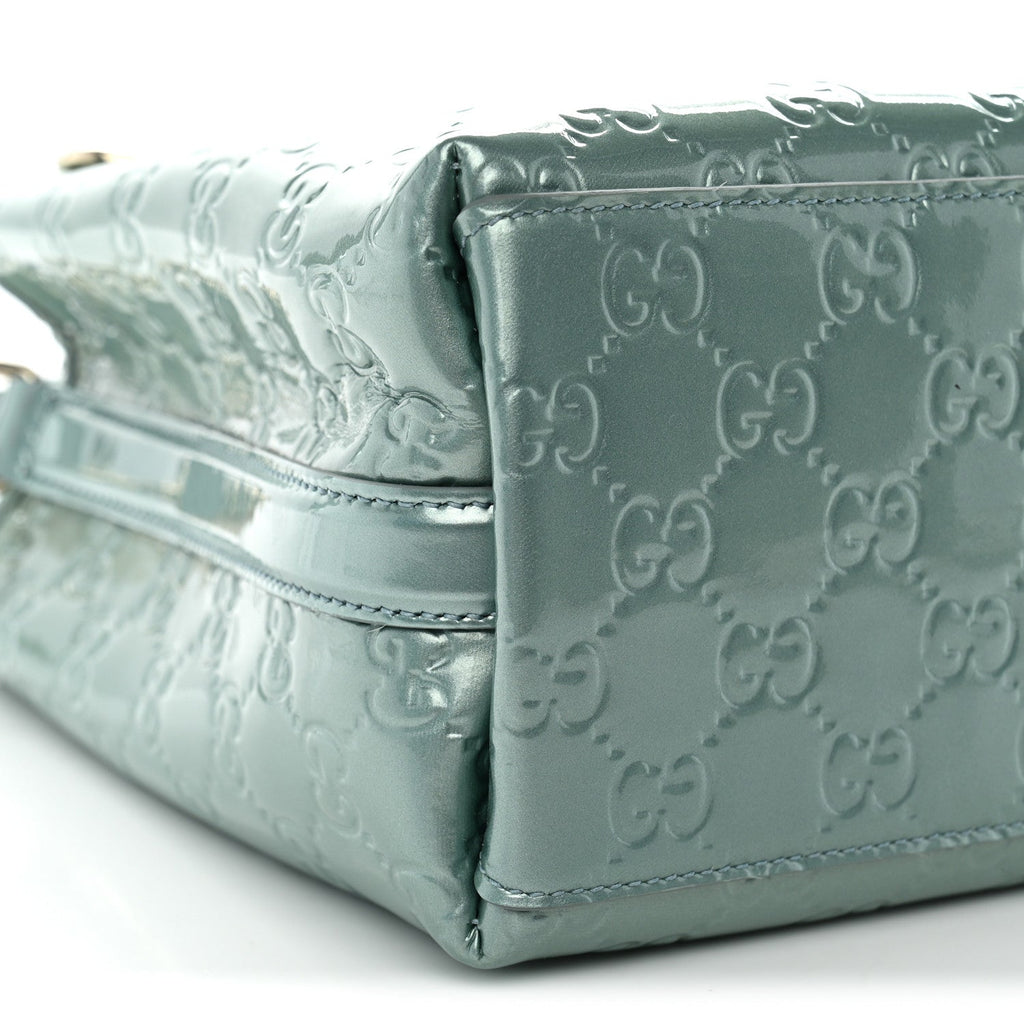 Patent GG Emblem Small Bucket Bag Light Blue