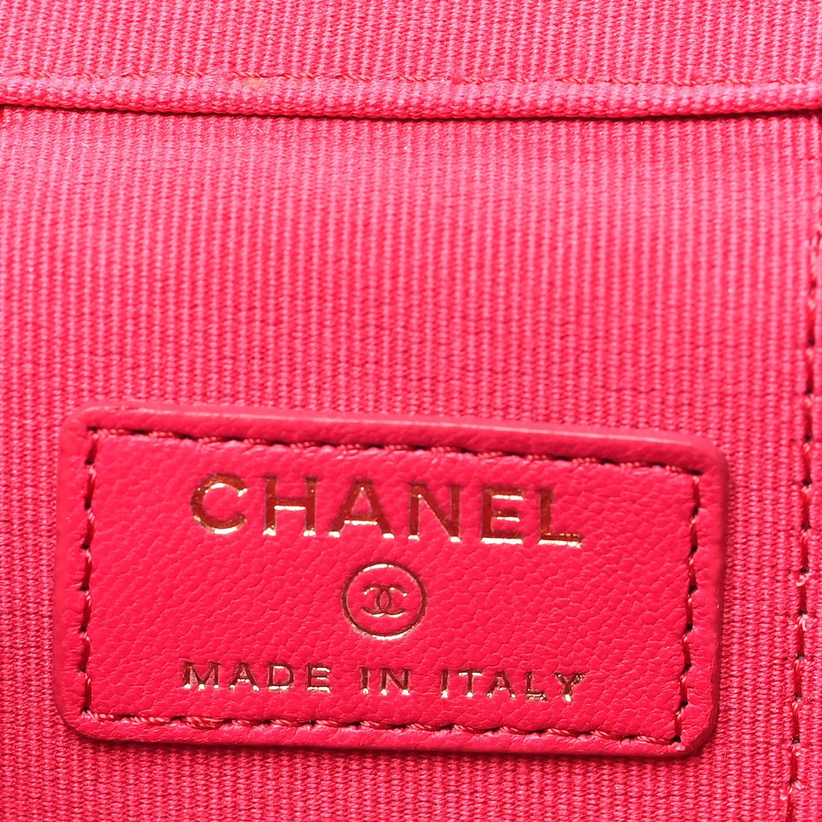 Lambskin Quilted Mini Top Handle Vanity Case With Chain Dark Pink