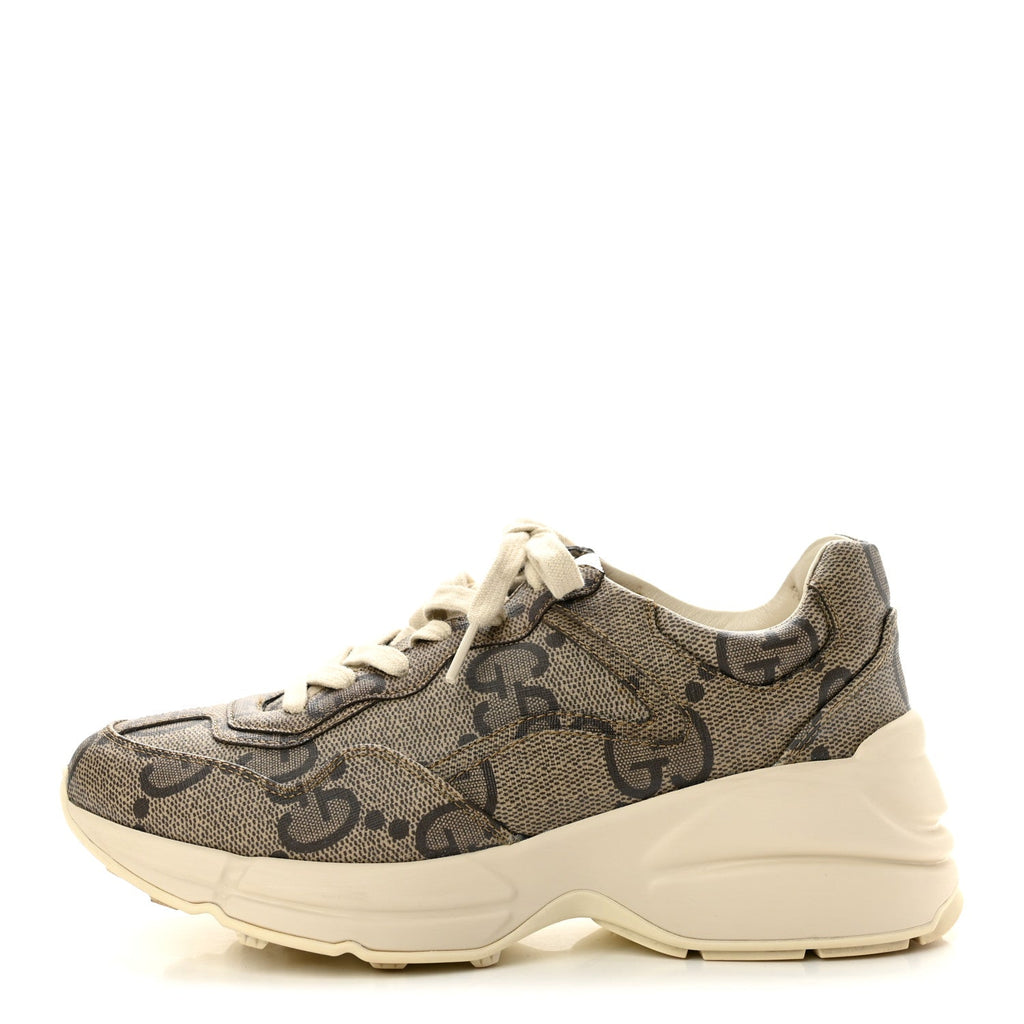 Maxi GG Supreme Monogram Gucci 100 Womens Rhyton Sneakers 37.5 Beige Ebony