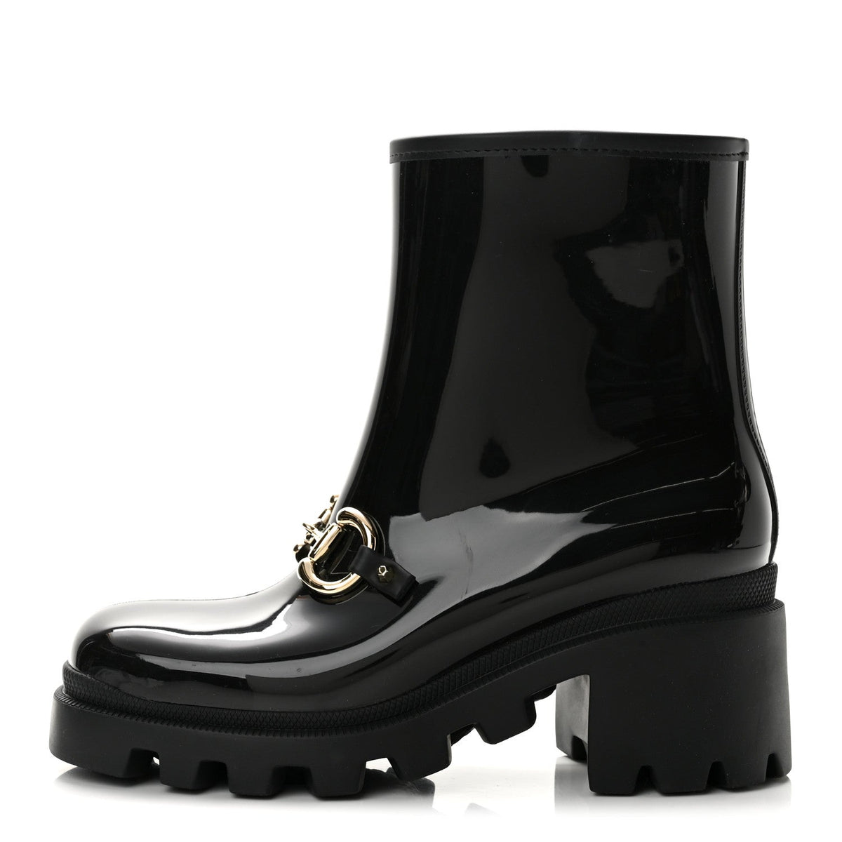 Rubber Womens Horsebit Ankle Boots 38 Black