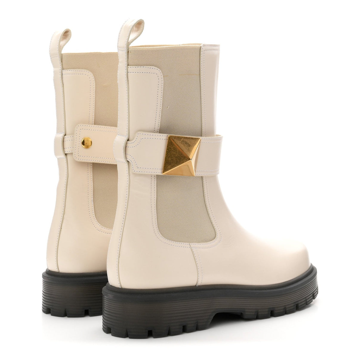 Calfskin One Stud Beatle 45mm Boots 41 Light Ivory
