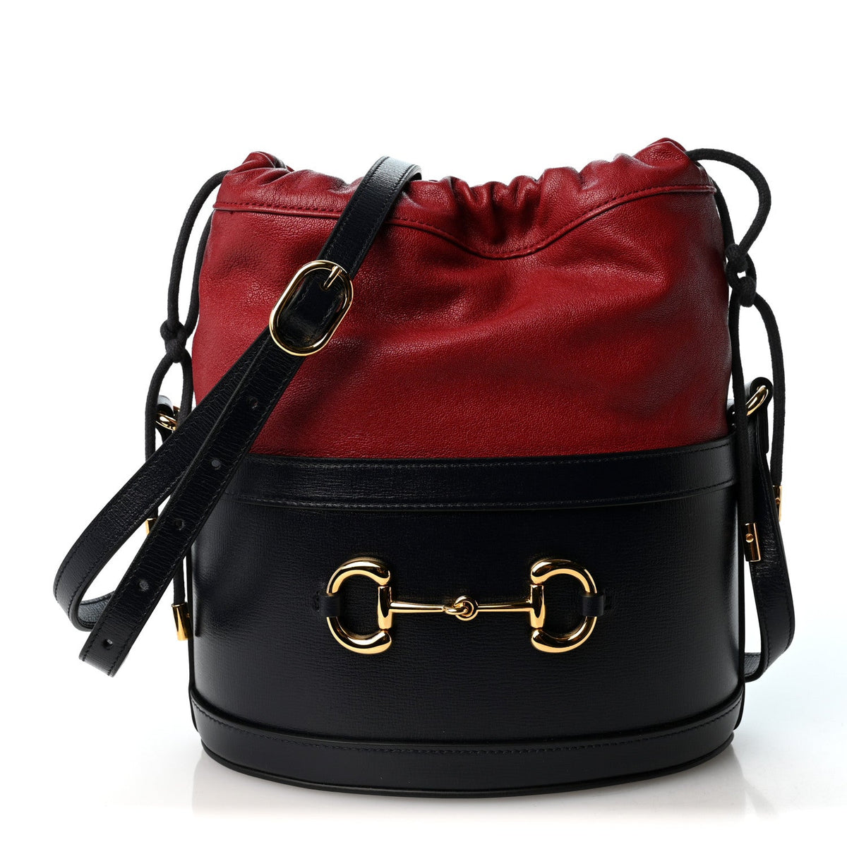 Azalea Sakai Be Green Calfskin Horsebit 1955 Drawstring Bucket Bag Blue New Cherry Red