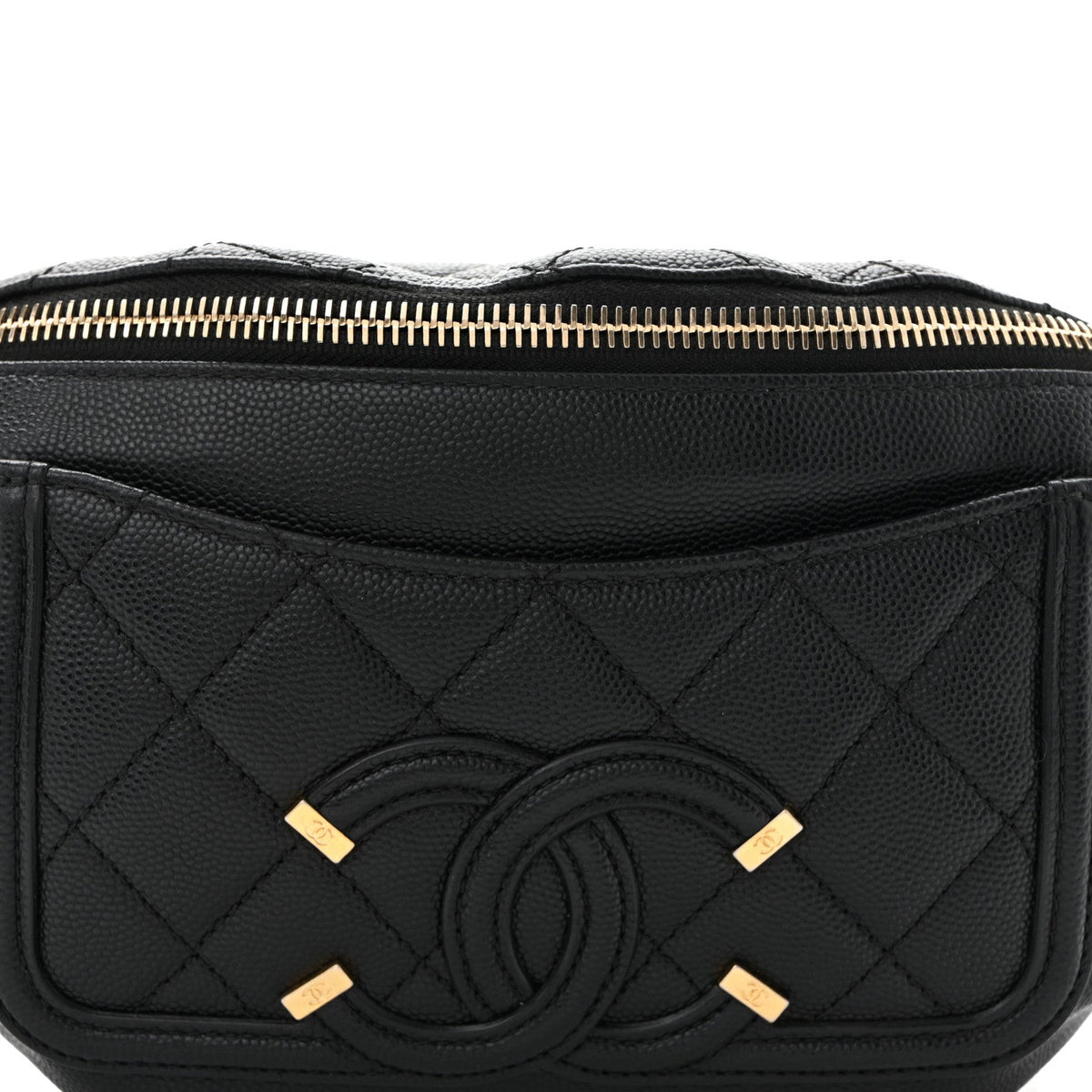 Caviar Quilted Filigree Waist Bag Black