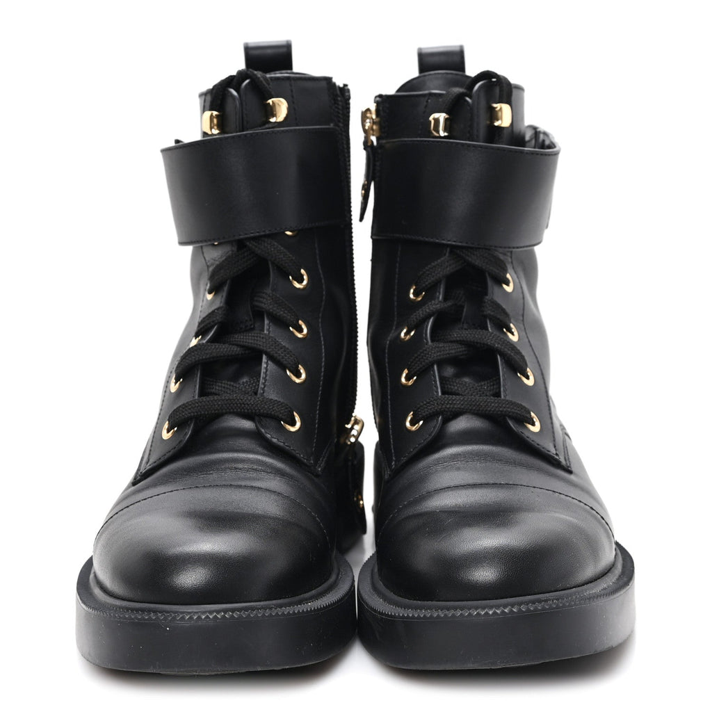 Calfskin Territory Flat Ranger Boots 38 Black