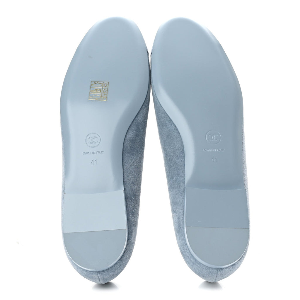 Suede Cap Toe Camellia Ballerina Flats 41 Light Blue