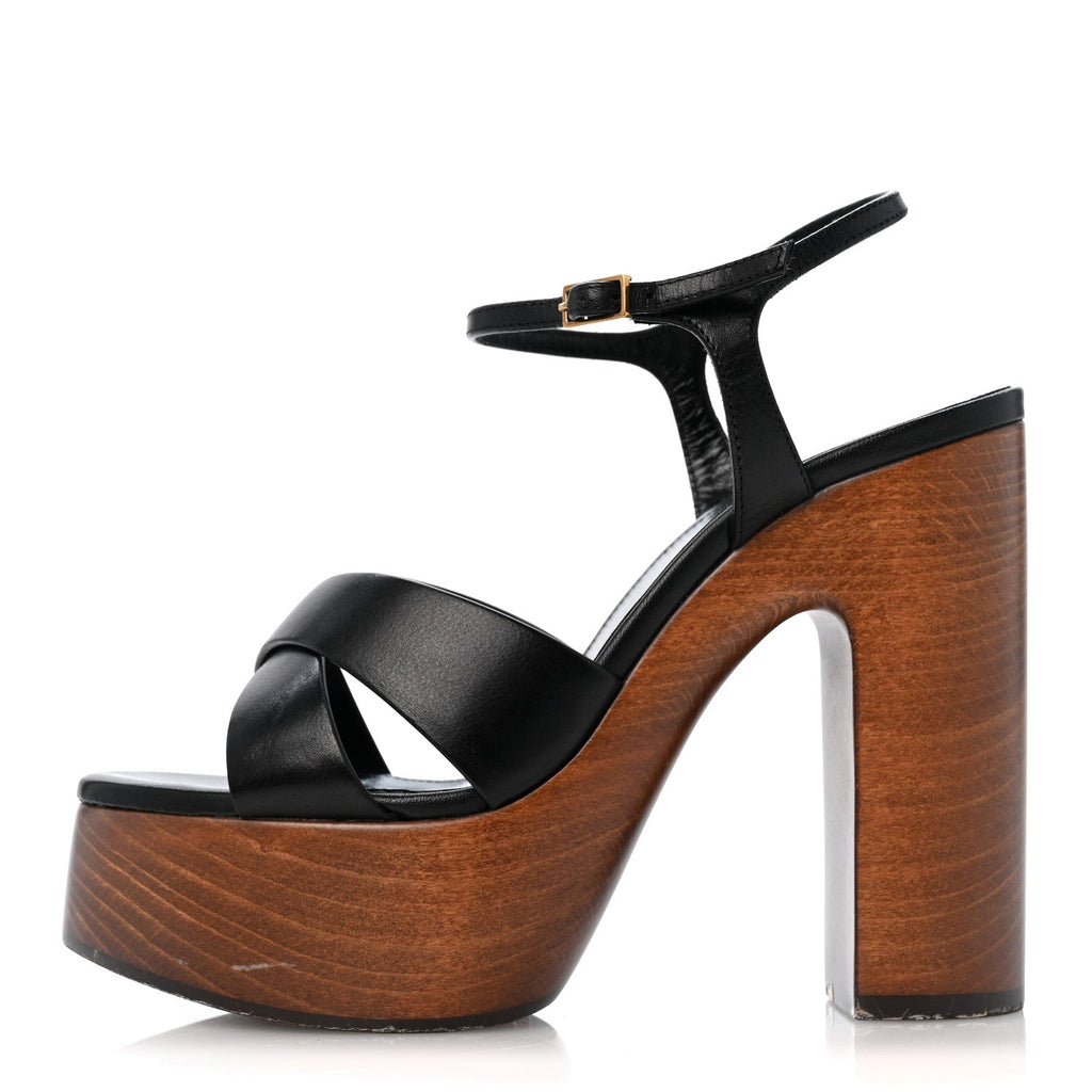 Calfskin Bianca Platform Sandals 35.5 Black