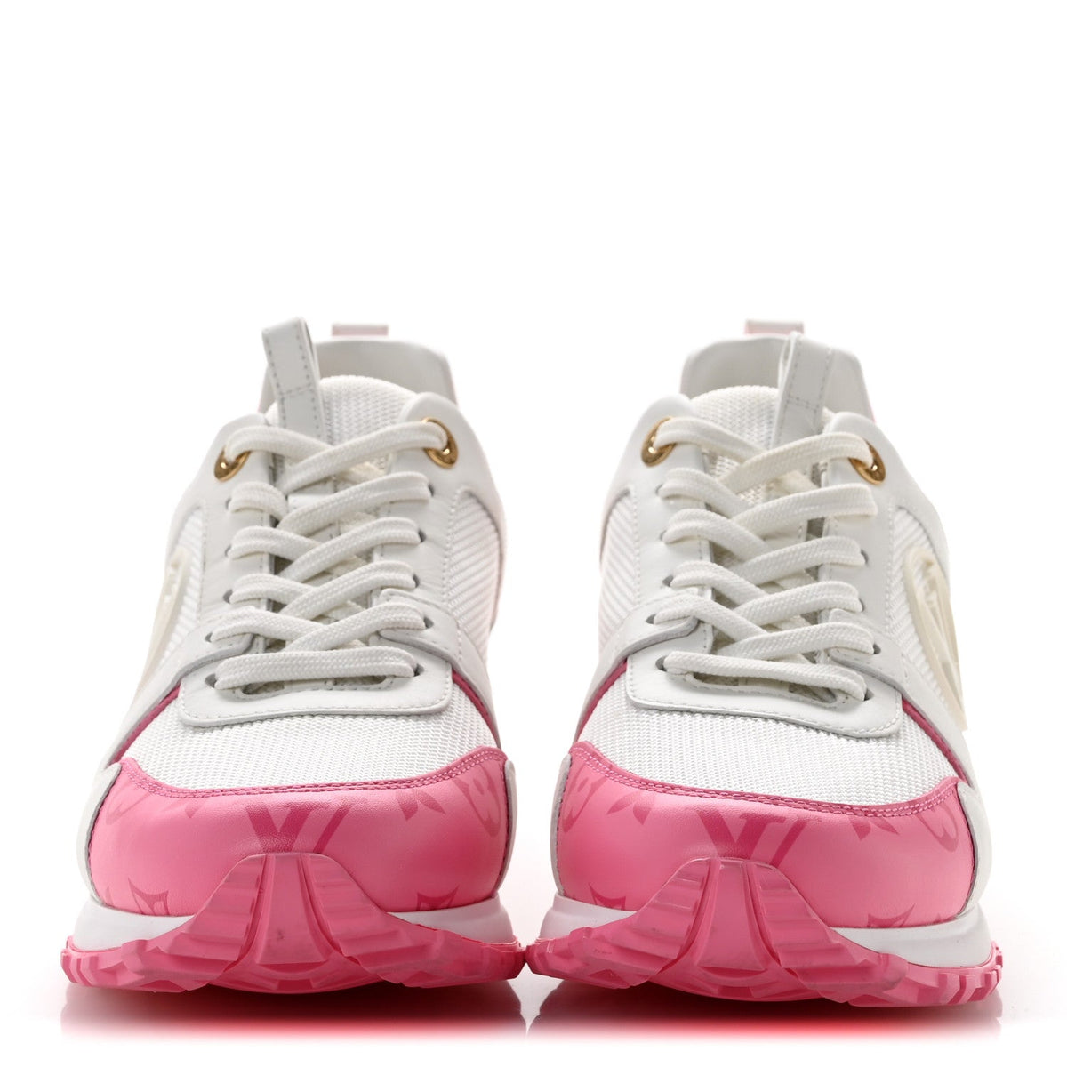 Calfskin Monogram Run Away Sneakers 38 White Pink
