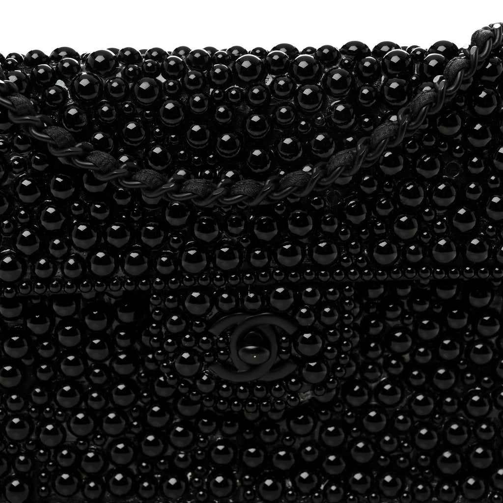 Pearl Beaded East West Flap Black So Black