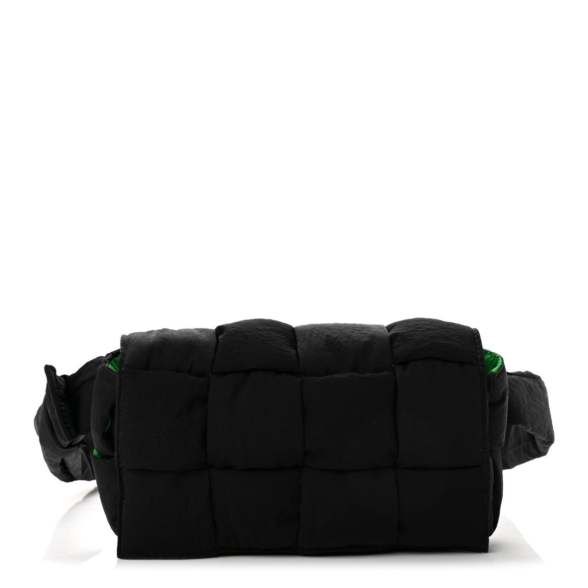 Nylon Intrecciato Padded Tech Mini Cassette Belt Bag Black Green