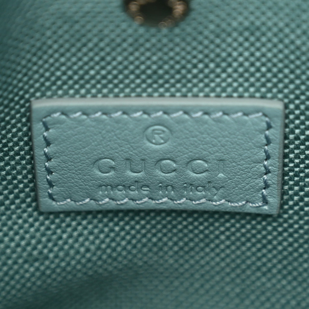 Patent GG Emblem Small Bucket Bag Light Blue