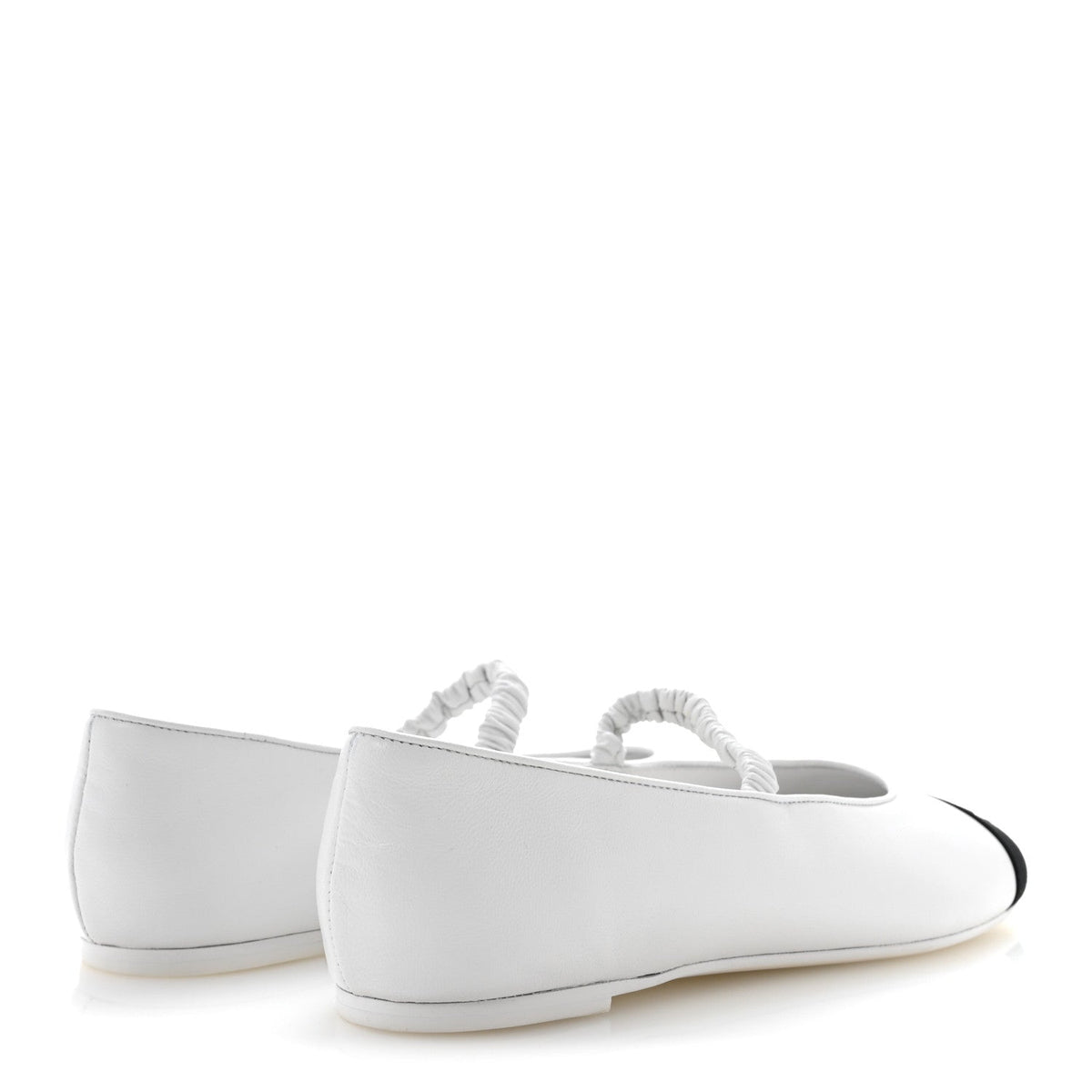 Lambskin Knit Grosgrain Cap Toe CC Ballerina Flats With Leg Warmers 38.5 White Black