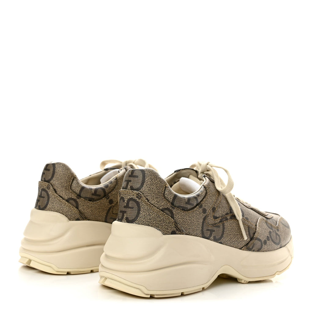 Maxi GG Supreme Monogram Gucci 100 Womens Rhyton Sneakers 37.5 Beige Ebony