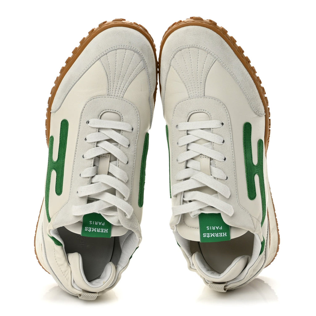 Nappa Suede Goatskin Jet Sneakers 42 White Vert Jungle