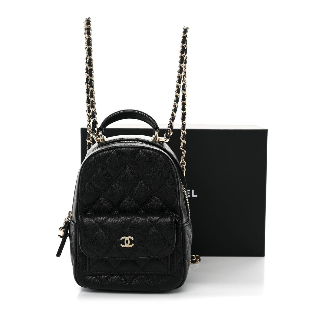 Caviar Quilted CC Mini Classic Backpack Black