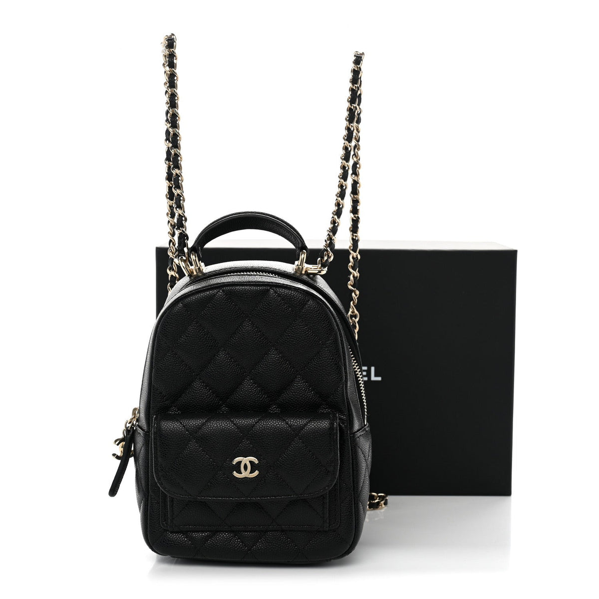 Caviar Quilted CC Mini Classic Backpack Black