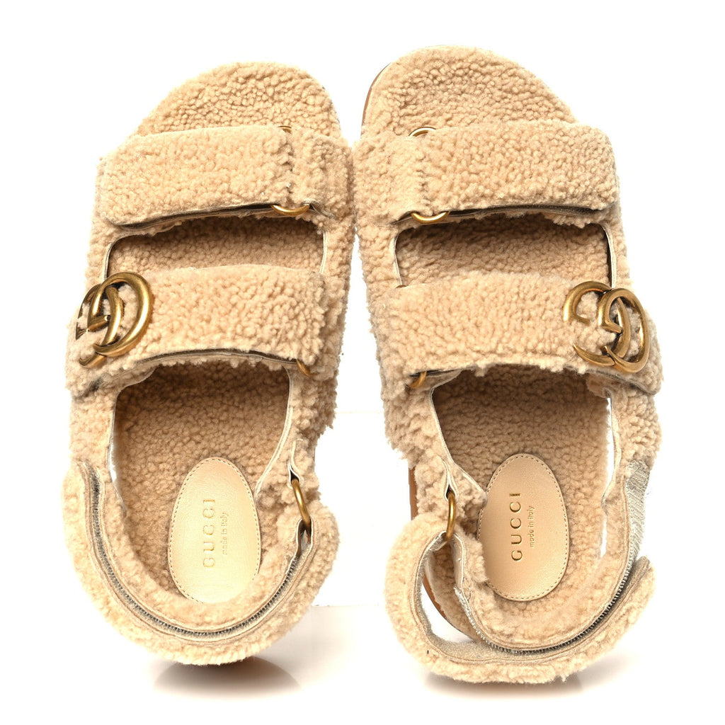 Merino Wool Interlocking G Dad Sandals 40 Butterscotch