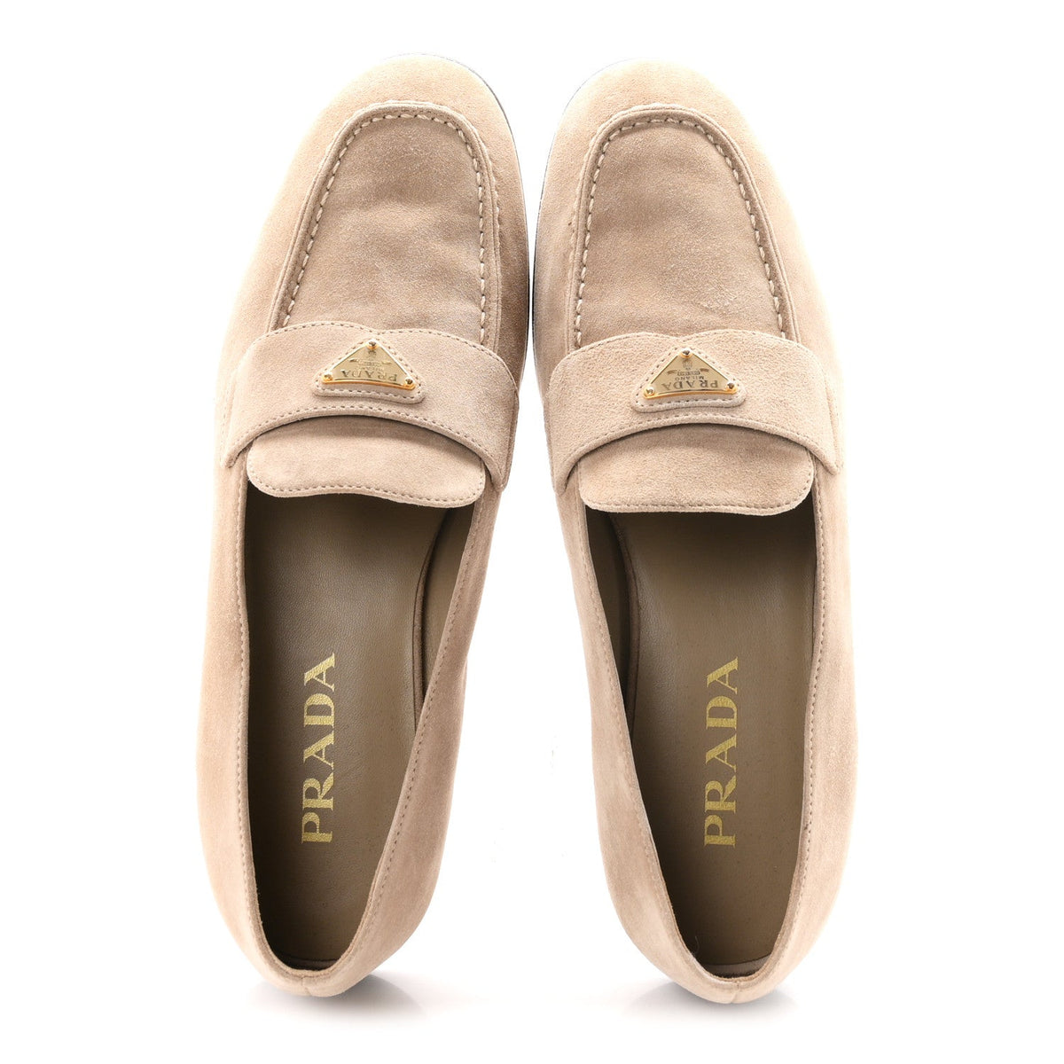 Suede Calfskin Metal Triangle Logo 10mm Loafers 38.5 Corda
