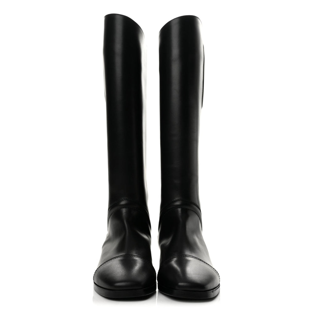 Calfskin Hippique Riding Boots 35 Black