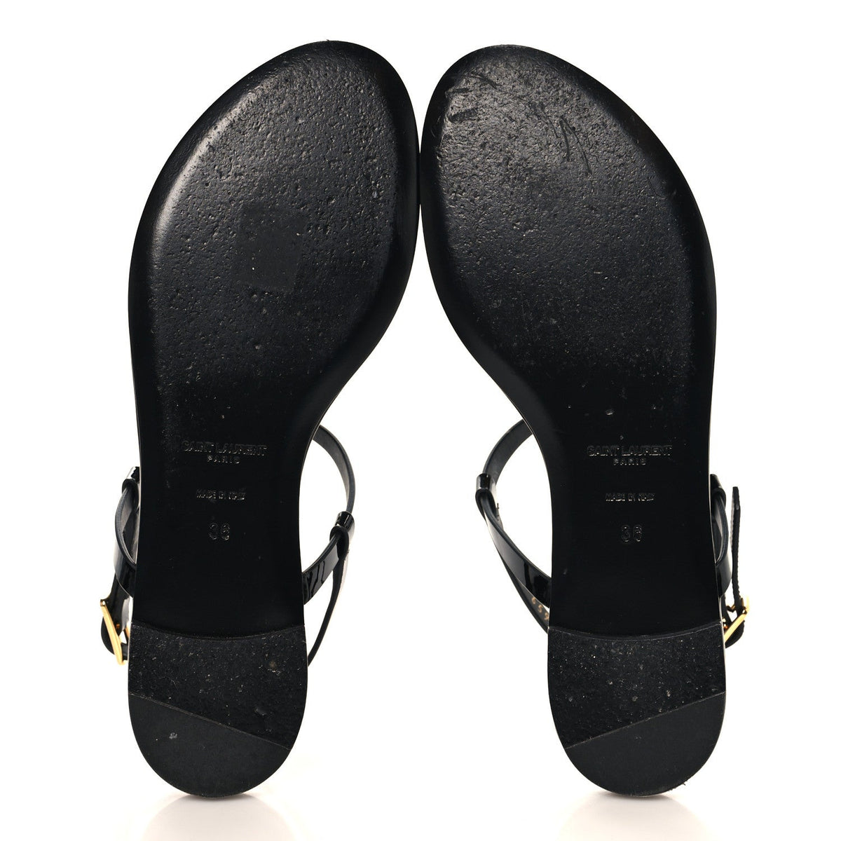 Patent Calfskin Cassandra Monogram Sandals 36 Black