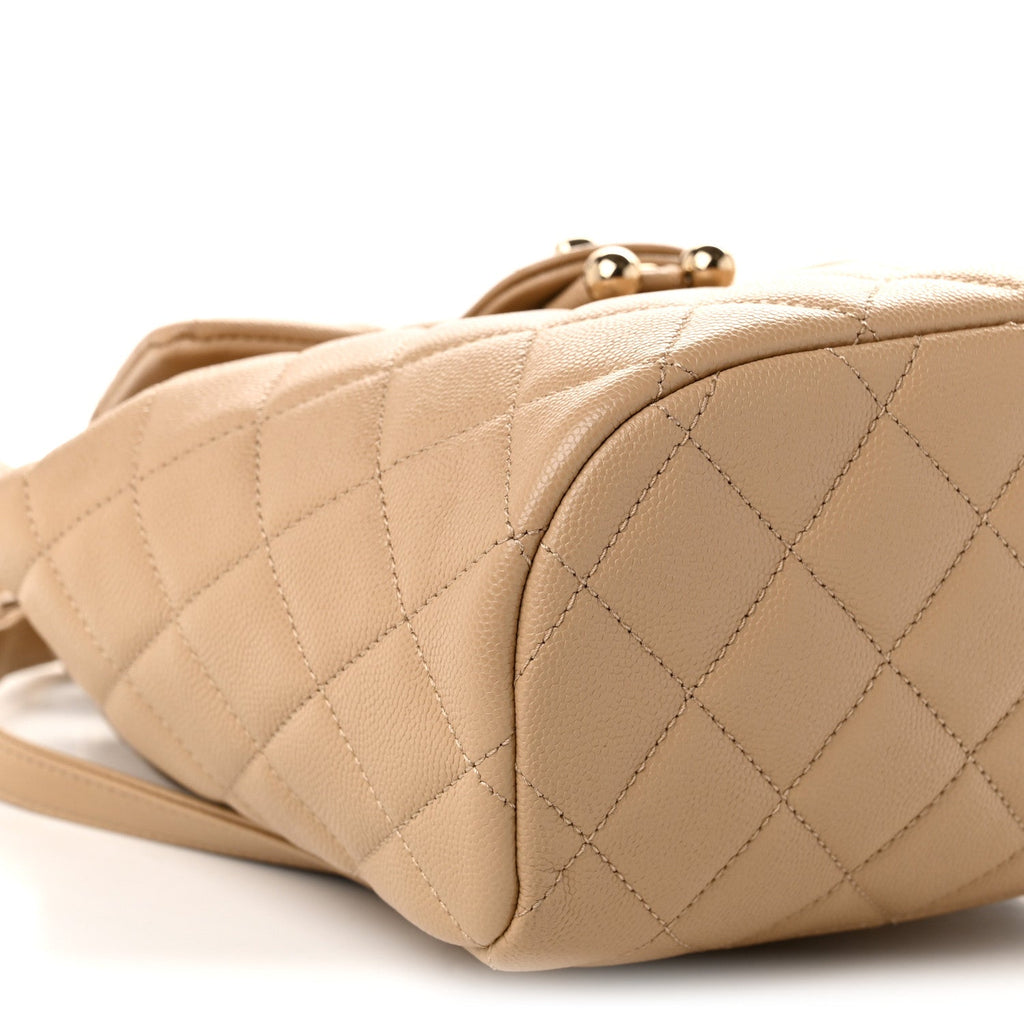 Caviar Quilted Mini Urban Spirit Backpack Beige