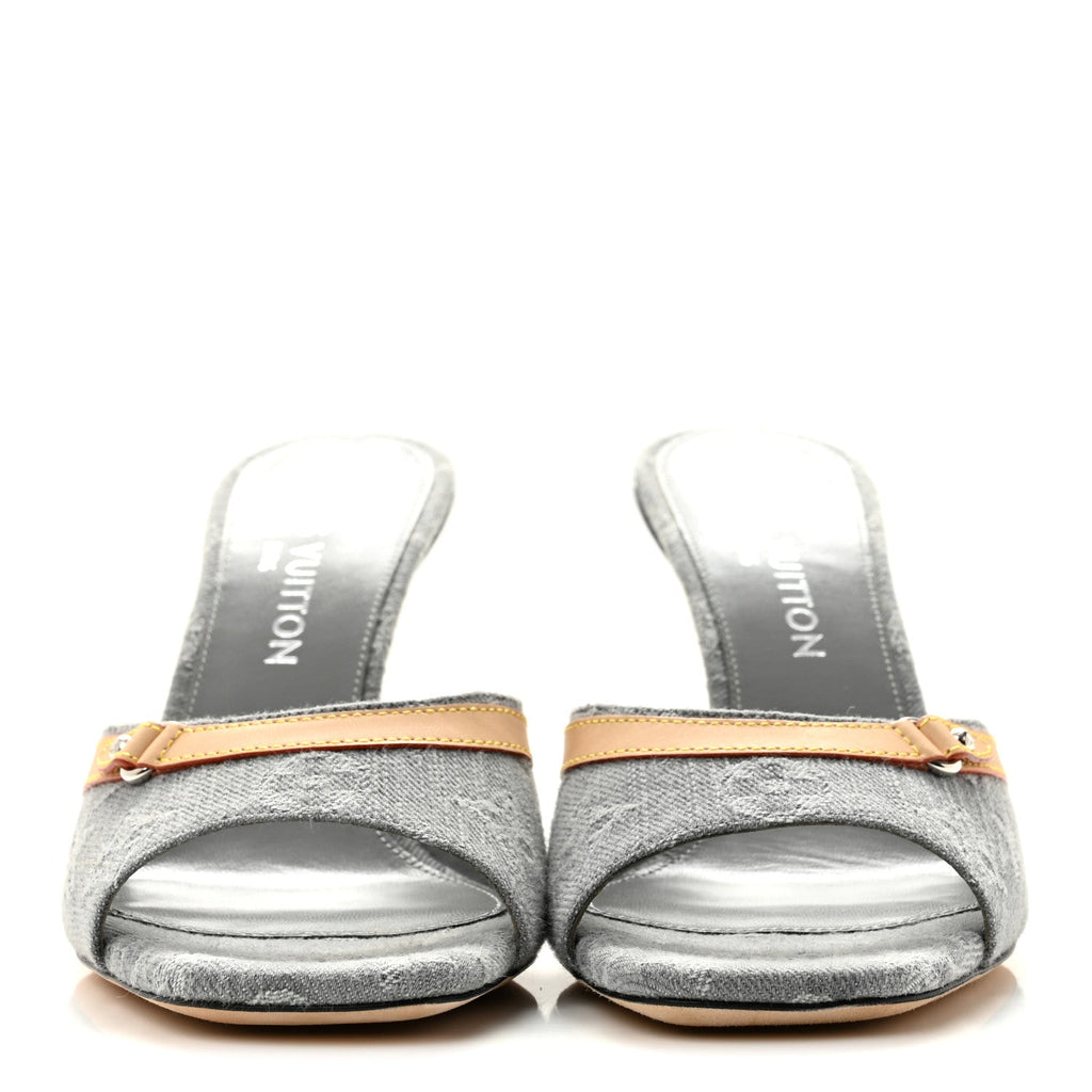 Monogram Denim 6AM Mules 40 Gray