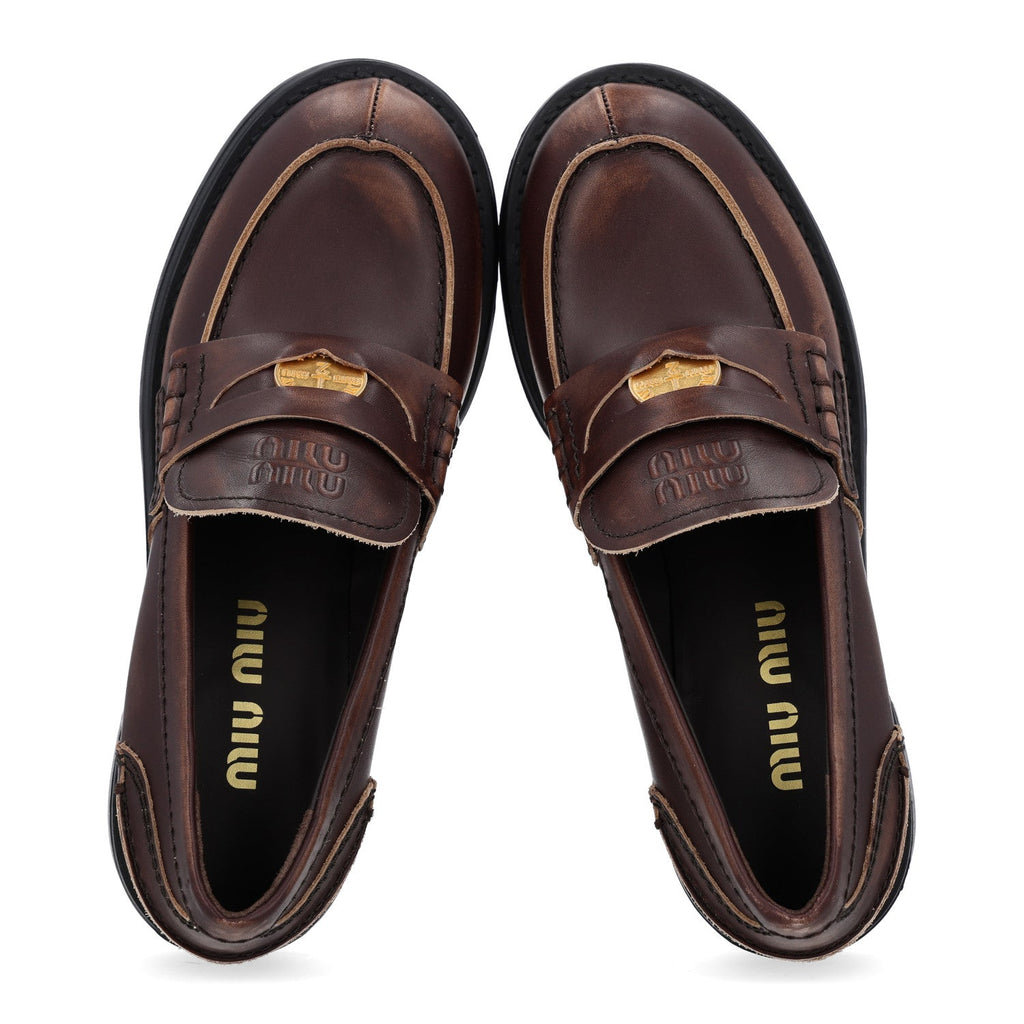 Vitello Deco Penny Platform Loafers 35.5 Ebano