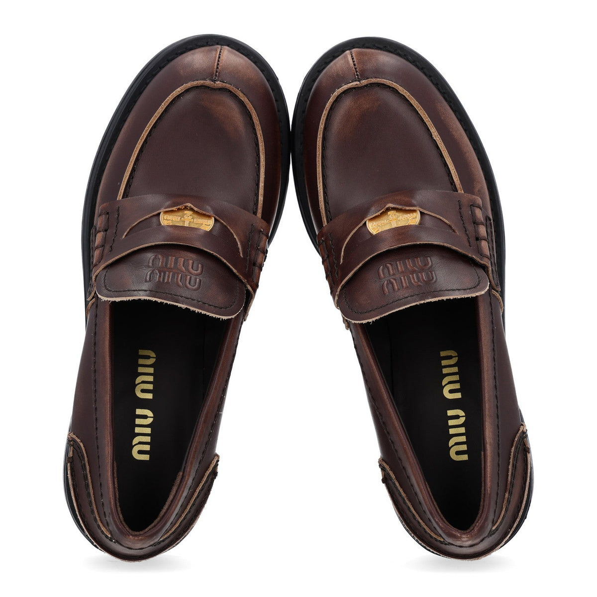 Vitello Deco Penny Platform Loafers 35.5 Ebano
