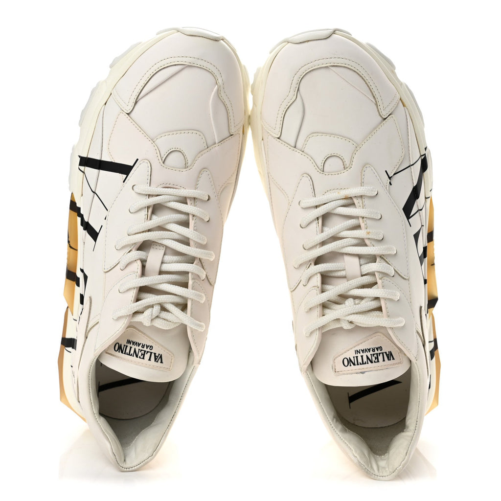 Calfskin VLTN Mens Bounce Sneakers 43 White Brown