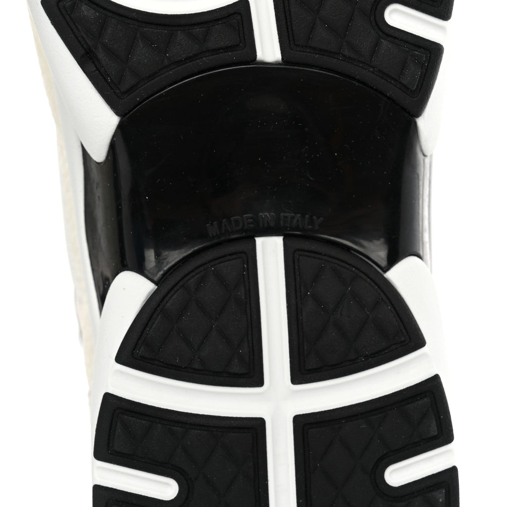 Mesh Suede Grained Calfskin Womens CC Sneakers 39.5 White Black