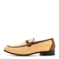 Straw Goatskin Horsebit Mens Loafers 10 Natural Cuir