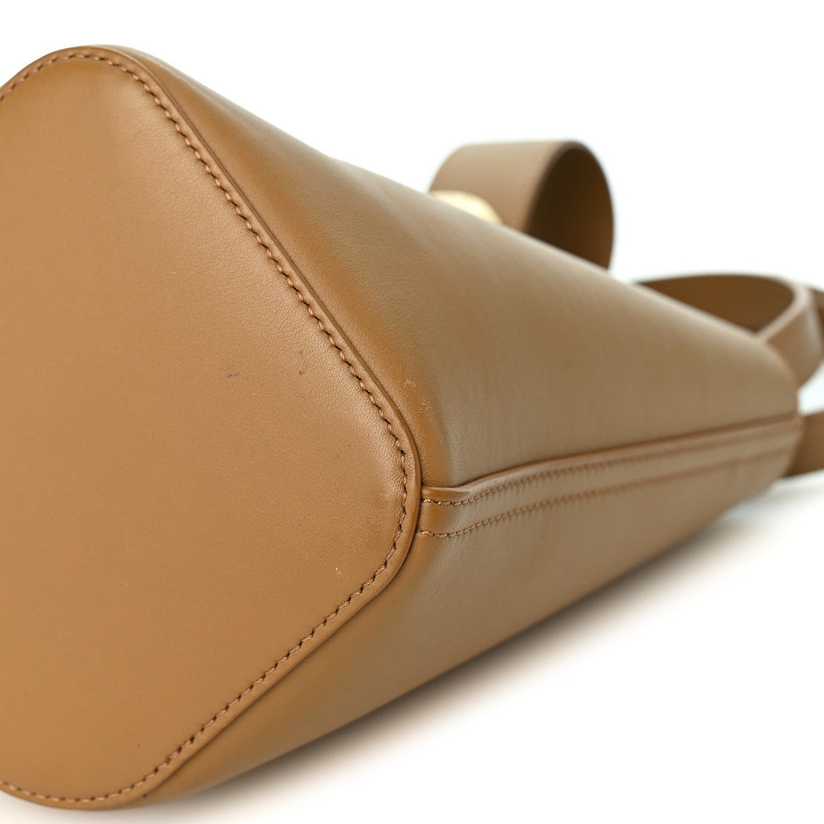 Soft Grained Calfskin Mini Pebble Bucket Bag Oak