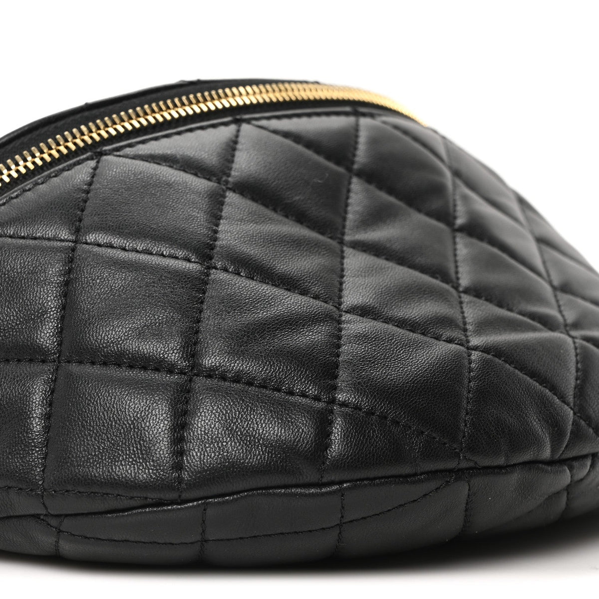 Lambskin Pearl Quilted CC Belt Bag Black
