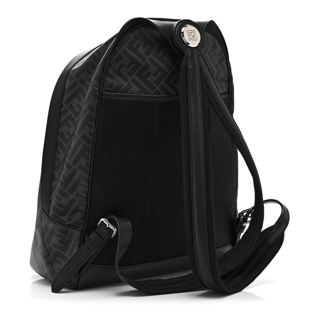 Glazed Fabric Vitello King FF 1974 Diagonal Medium Chiodo Backpack  Black Sunflower