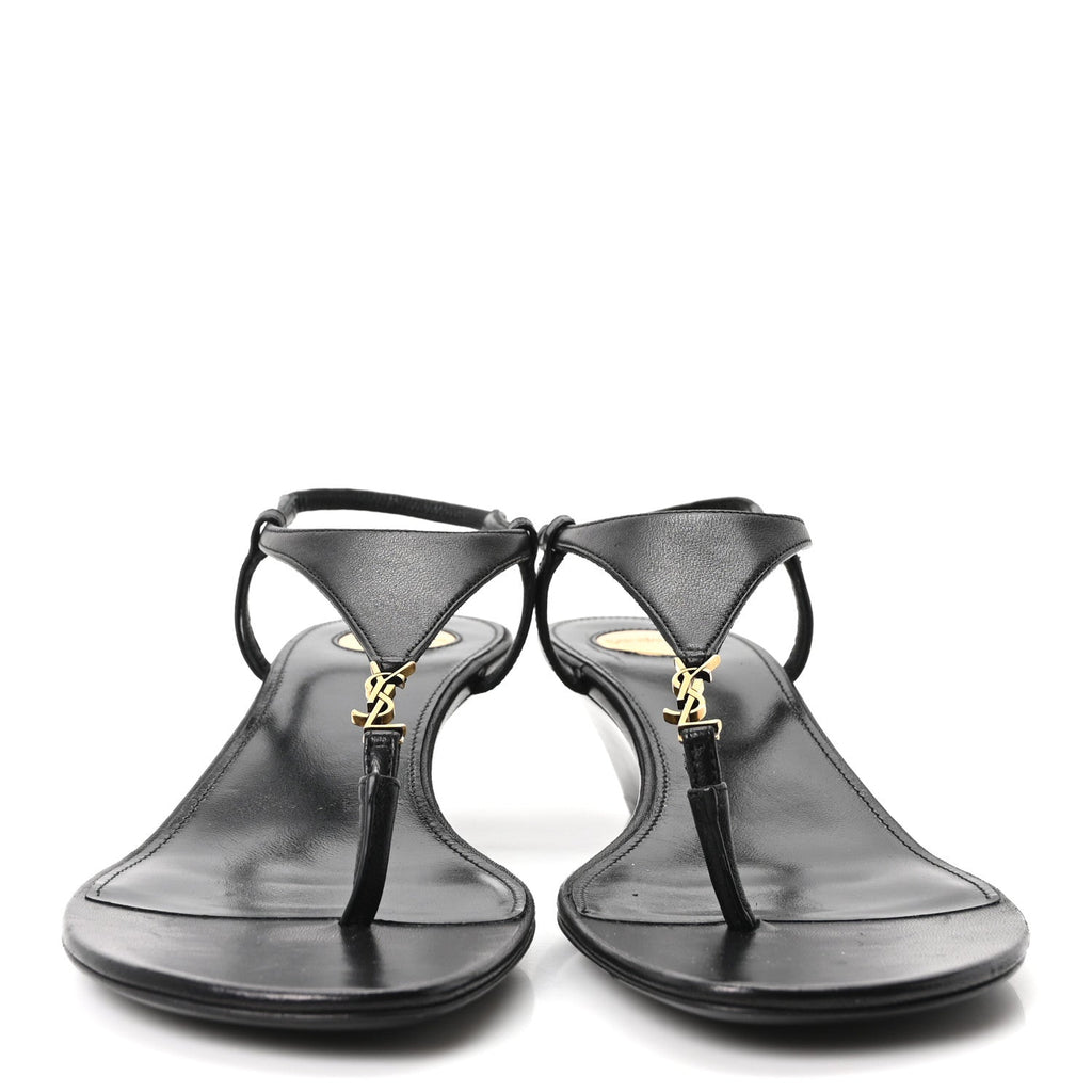 Nappa Cassandra Monogram Bridget 40 Wedge Sandals 37.5 Black
