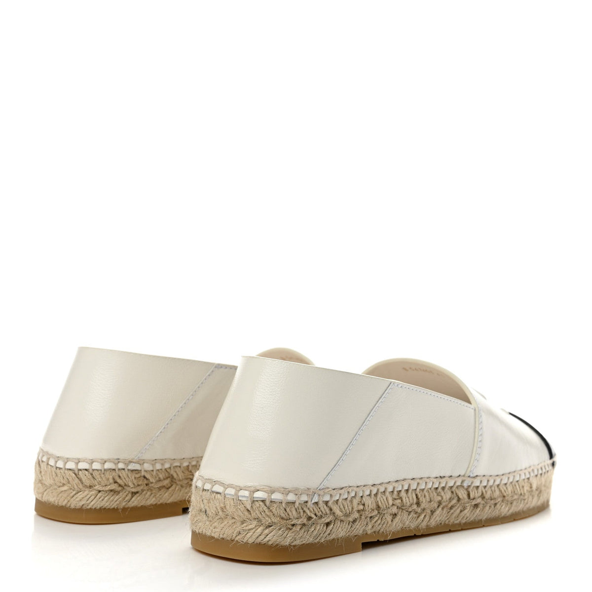Shiny Calfskin CC Espadrilles 41 White Black