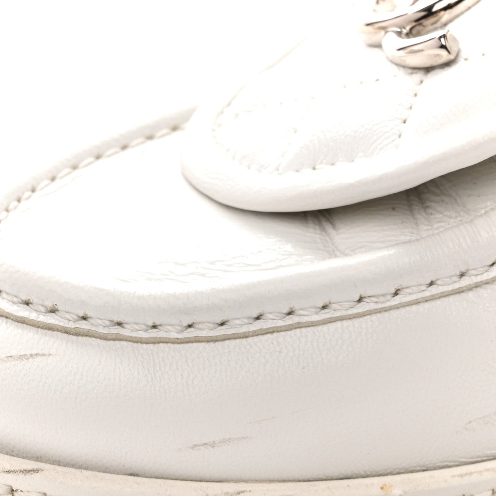 Shiny Lambskin Quilted CC Turnlock Loafers 40 White