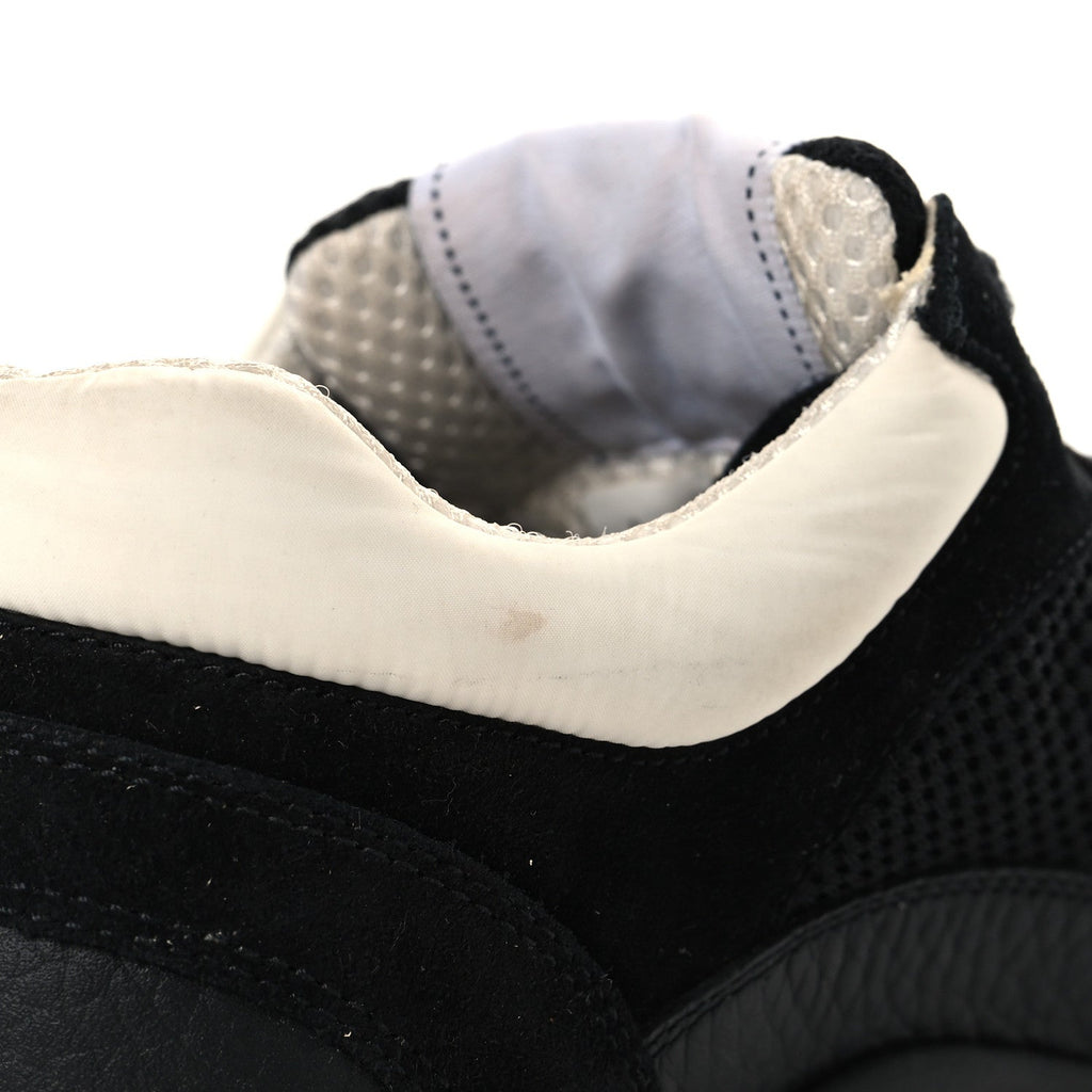 Mesh Suede Grained Calfskin Womens CC Sneakers 37.5 Black White