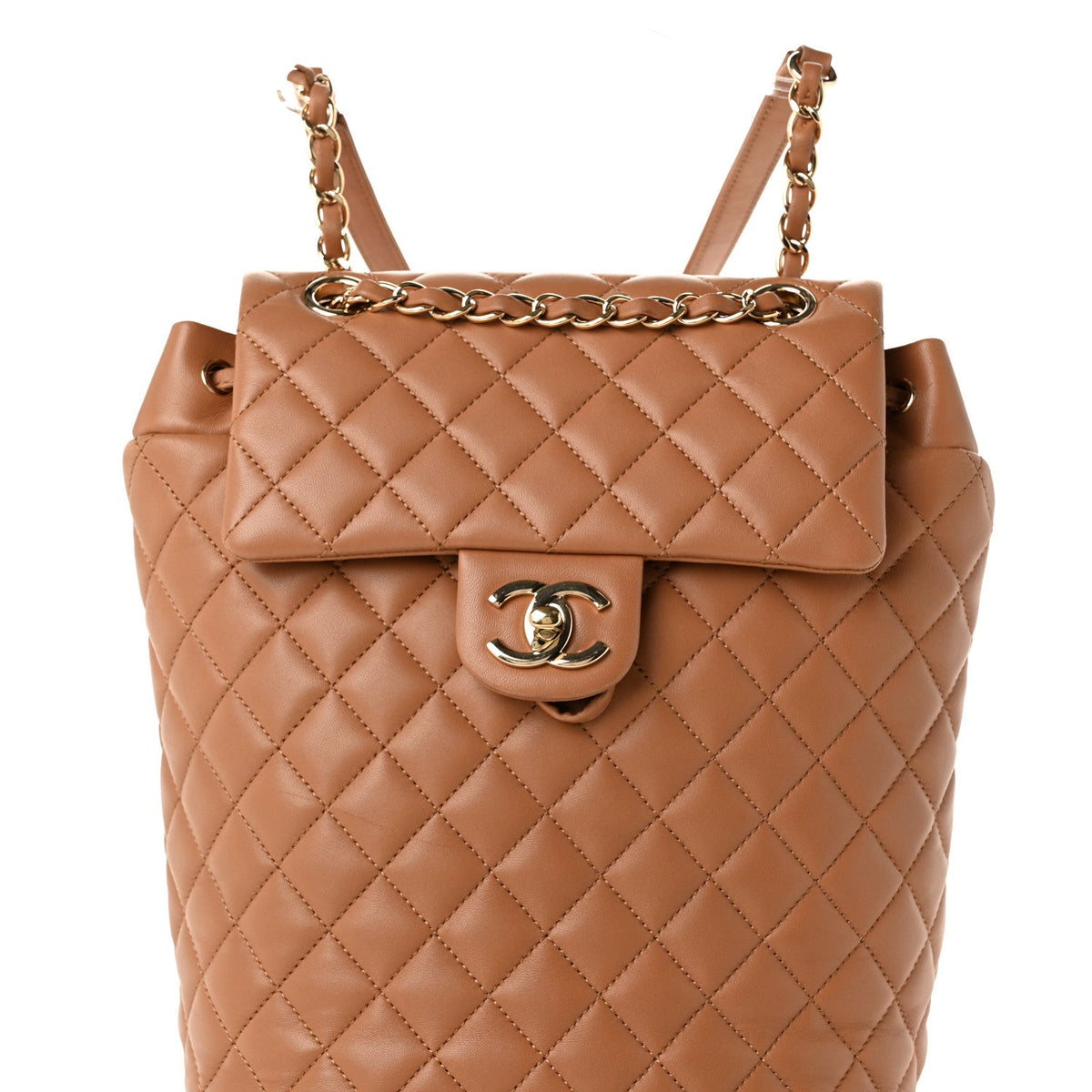Lambskin Quilted Small Urban Spirit Backpack Brown
