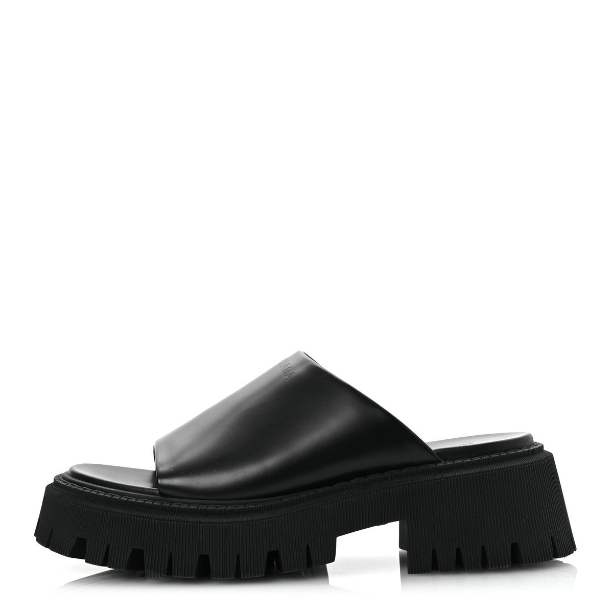 Jive Smooth Calfskin Logo Embossed Womens Tractor Platform 38 Black