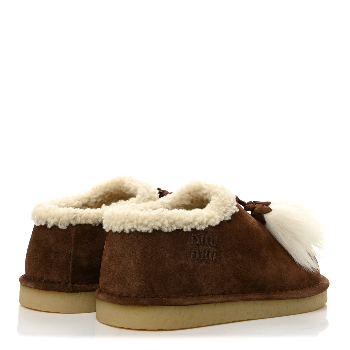 Scamosciato Winter Shearling Tassel Mule Slippers 37 Cacao