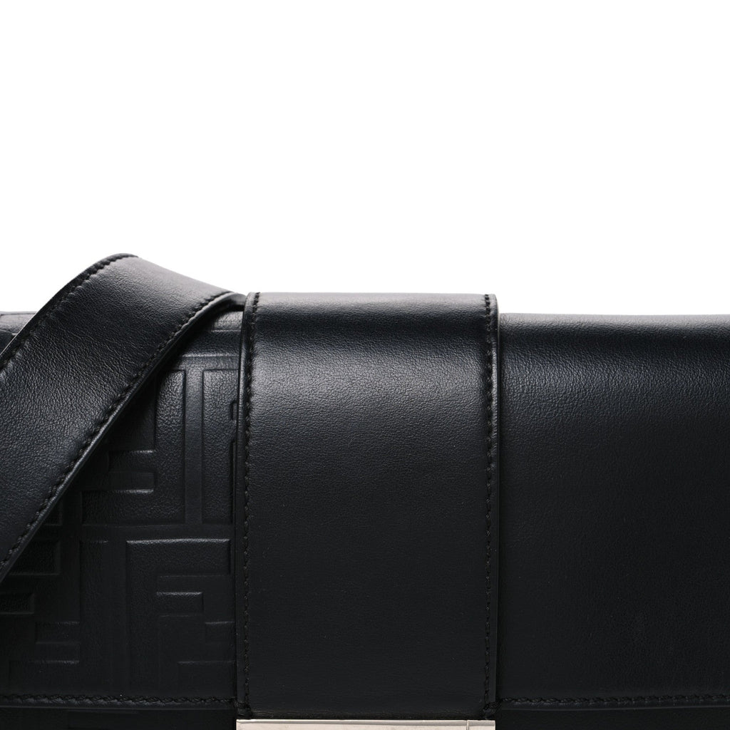 Vitello Grace FF Gradient Embossed Belt Baguette Bag Black