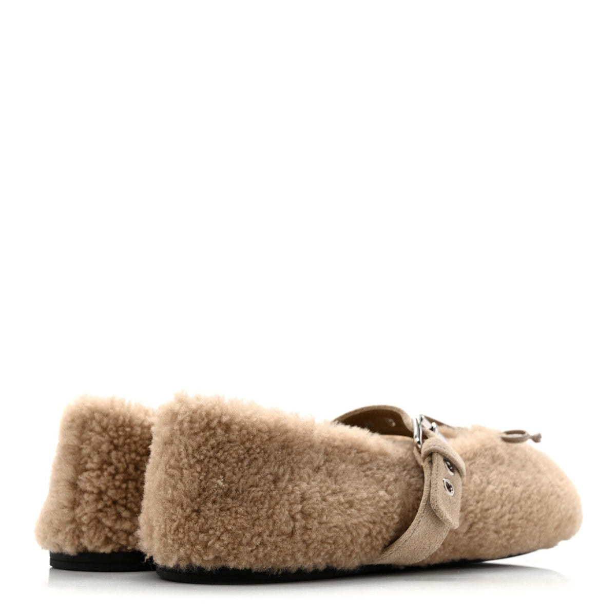 Shearling Mary Jane Ballerina Flats 40 Deserto